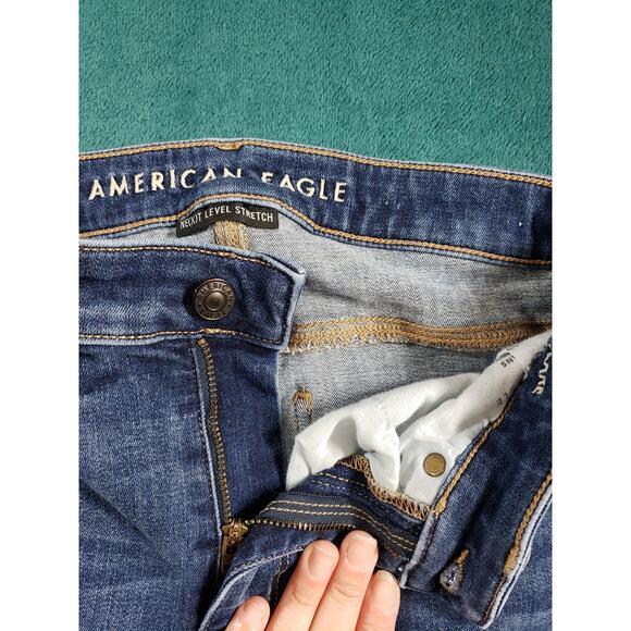 American Eagle Jeans Size 2 Womens Blue Stretch High Rise Boho Flared Wide Leg - Picture 6 of 14